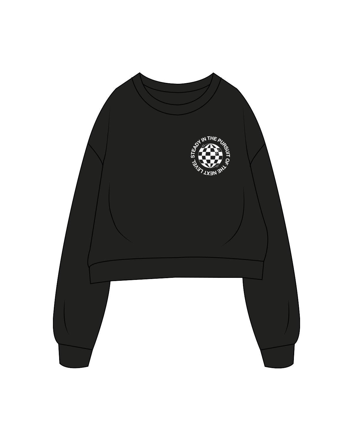 Activate World Class Wellness Crop Crewneck - Black / White